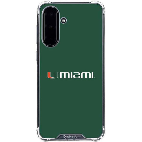 University of Miami Horizontal Mark on Green Galaxy A36 5G Clear Case
