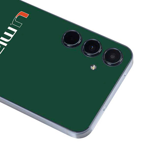 University of Miami Horizontal Mark on Green Galaxy A36 5G Skin