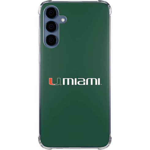 University of Miami Horizontal Mark on Green Galaxy A55 5G Clear Case