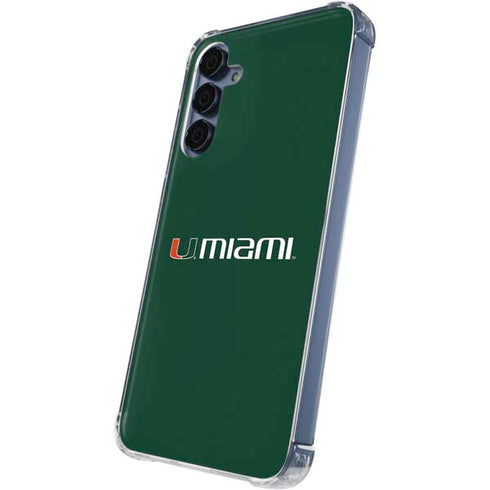 University of Miami Horizontal Mark on Green Galaxy A55 5G Clear Case