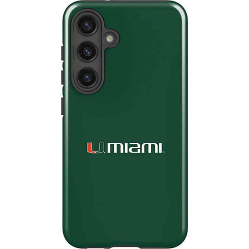 University of Miami Horizontal Mark on Green Galaxy S25 Impact Case
