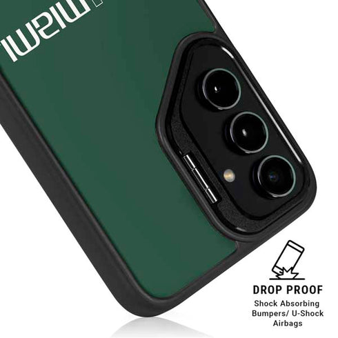 University of Miami Horizontal Mark on Green Galaxy S25 Kickstand Case
