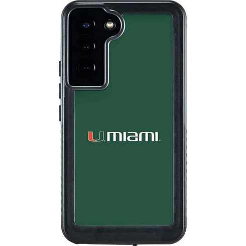 University of Miami Horizontal Mark on Green Galaxy S24 Plus Waterproof Case