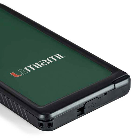 University of Miami Horizontal Mark on Green Galaxy S24 Ultra Waterproof Case