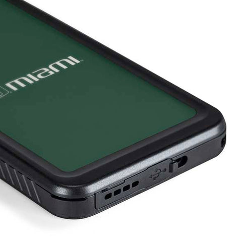 University of Miami Horizontal Mark on Green Galaxy S24 Waterproof Case