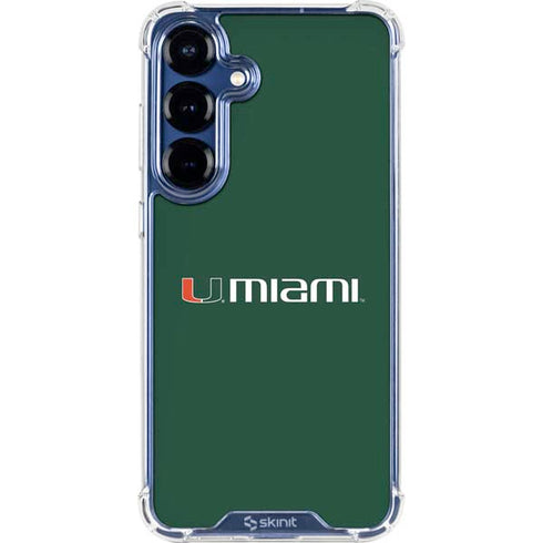 University of Miami Horizontal Mark on Green Galaxy S25 Plus Clear Case