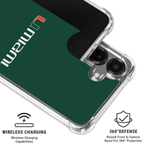 University of Miami Horizontal Mark on Green Galaxy S26 Clear Case