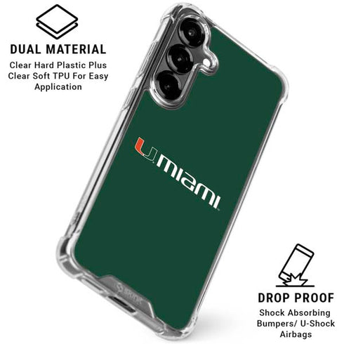 University of Miami Horizontal Mark on Green Galaxy S26 Clear Case