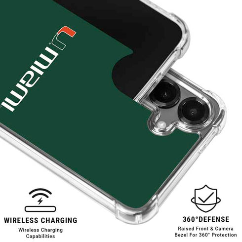 University of Miami Horizontal Mark on Green Galaxy S26 Plus Clear Case