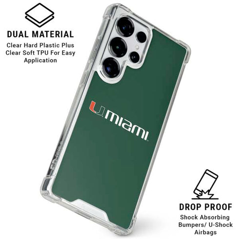 University of Miami Horizontal Mark on Green Galaxy S26 Ultra Clear Case