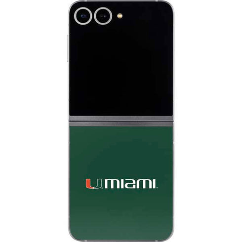 University of Miami Horizontal Mark on Green Galaxy Z Flip6 Skin