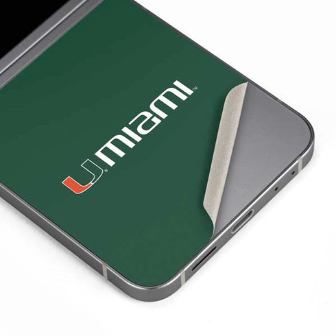University of Miami Horizontal Mark on Green Galaxy Z Flip6 Skin