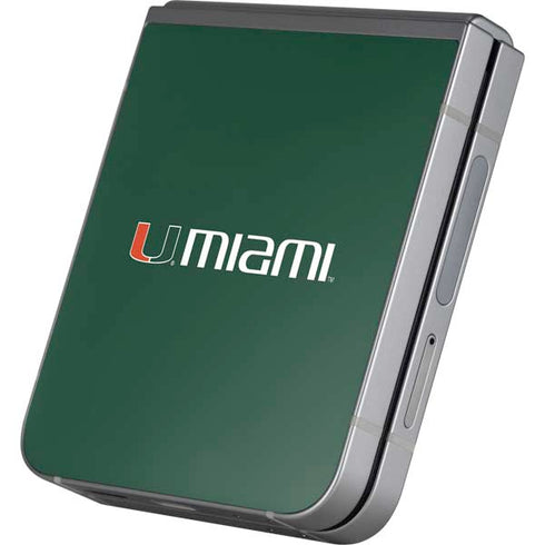 University of Miami Horizontal Mark on Green Galaxy Z Flip6 Skin