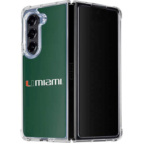 University of Miami Horizontal Mark on Green Galaxy Z Fold5 5G Clear Case