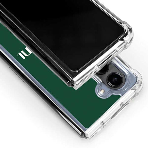 University of Miami Horizontal Mark on Green Galaxy Z Fold5 5G Clear Case