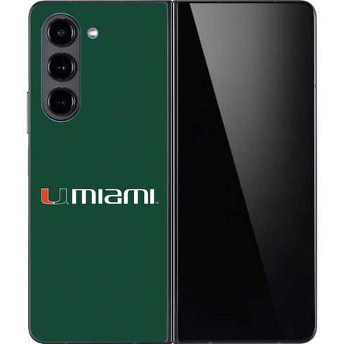University of Miami Horizontal Mark on Green Galaxy Z Fold5 5G Skin