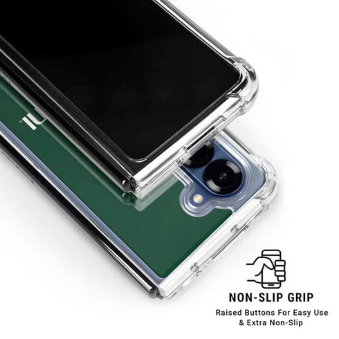 University of Miami Horizontal Mark on Green Galaxy Z Fold6 Clear Case