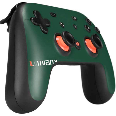 University of Miami Horizontal Mark on Green Google Stadia Controller Skin