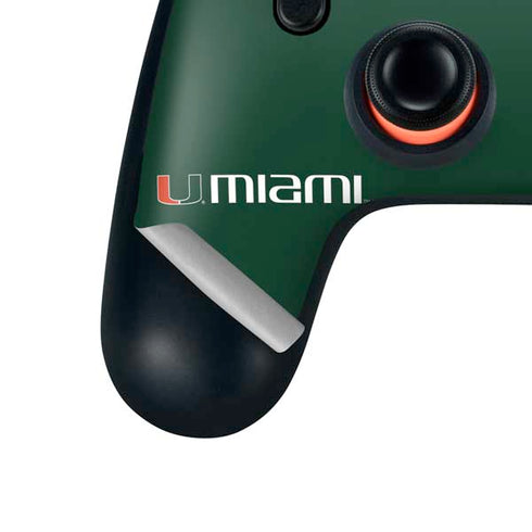 University of Miami Horizontal Mark on Green Google Stadia Controller Skin