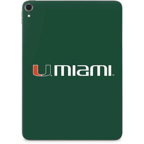 University of Miami Horizontal Mark on Green Apple iPad Pro Skin