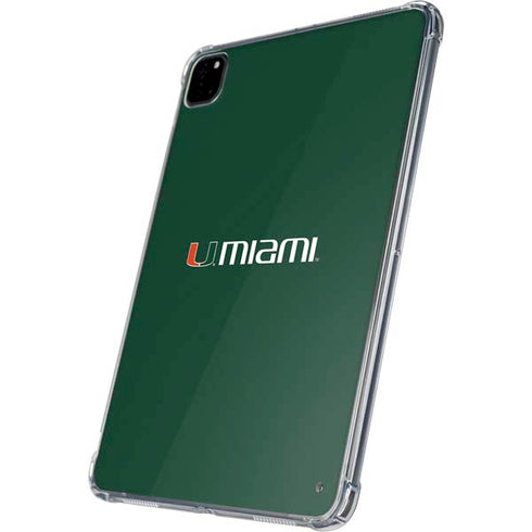 University of Miami Horizontal Mark on Green iPad Pro 11in (2024) Clear Case