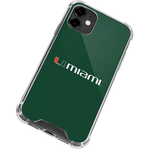 University of Miami Horizontal Mark on Green iPhone 12 Mini Clear Case