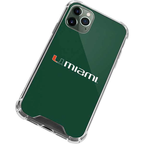 University of Miami Horizontal Mark on Green iPhone 12 Pro Clear Case