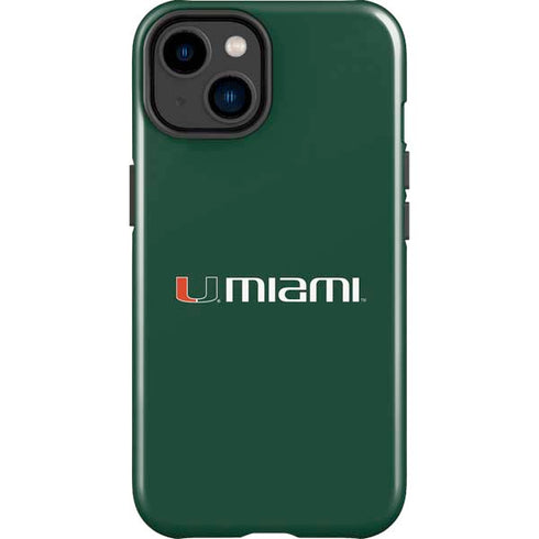 University of Miami Horizontal Mark on Green iPhone 15 Impact Case