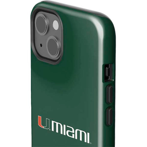 University of Miami Horizontal Mark on Green iPhone 15 Impact Case
