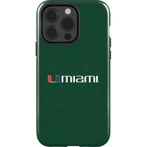 University of Miami Horizontal Mark on Green iPhone 15 Pro Impact Case