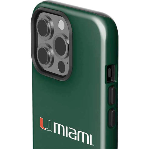 University of Miami Horizontal Mark on Green iPhone 15 Pro Impact Case