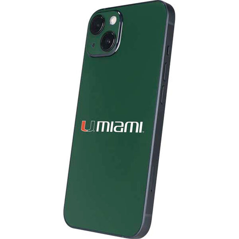 University of Miami Horizontal Mark on Green iPhone 15 Skin