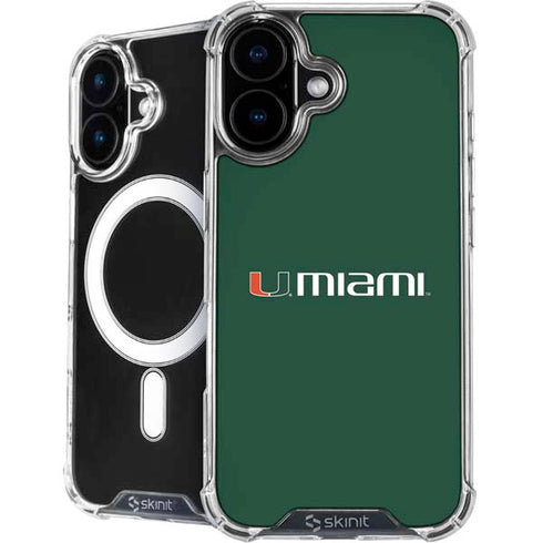University of Miami Horizontal Mark on Green iPhone 16 MagSafe Case