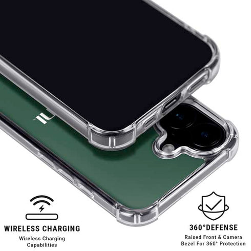University of Miami Horizontal Mark on Green iPhone 16 Plus Clear Case