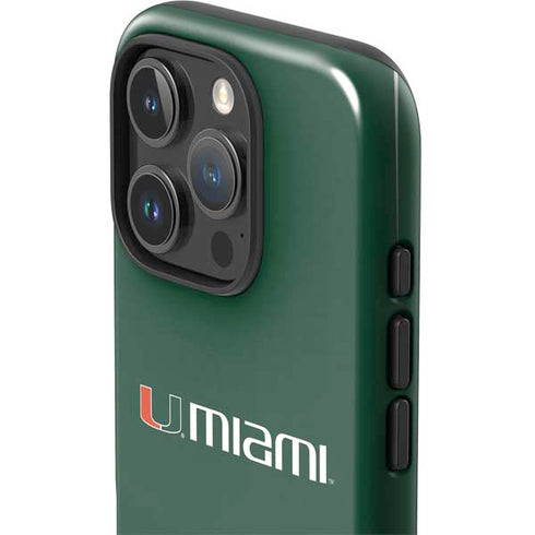 University of Miami Horizontal Mark on Green iPhone 16 Pro Impact Case