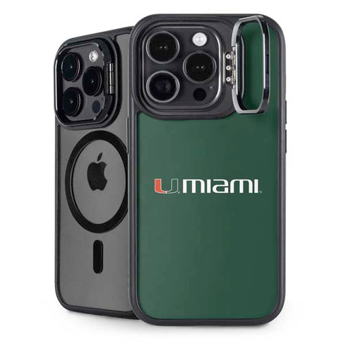 University of Miami Horizontal Mark on Green iPhone 16 Pro Kickstand Case