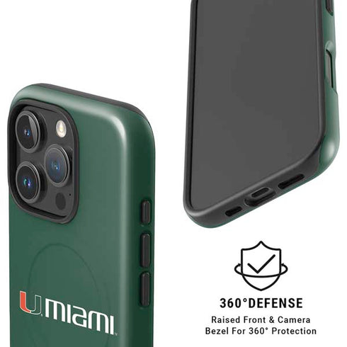 University of Miami Horizontal Mark on Green iPhone 16 Pro Magsafe Impact Case