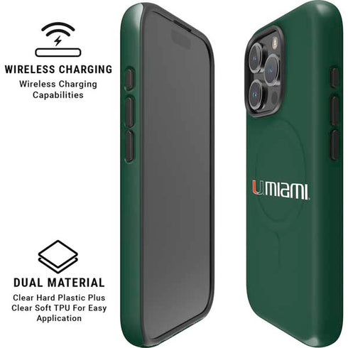 University of Miami Horizontal Mark on Green iPhone 16 Pro Magsafe Impact Case