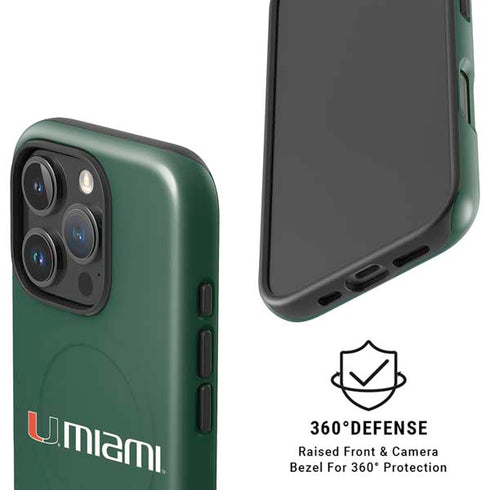 University of Miami Horizontal Mark on Green iPhone 16 Pro Max Magsafe Impact Case