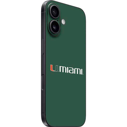 University of Miami Horizontal Mark on Green iPhone 16 Skin