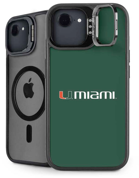 University of Miami Horizontal Mark on Green iPhone 16e Kickstand Case