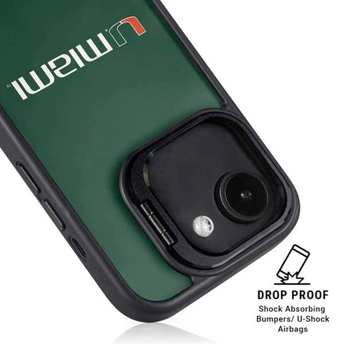 University of Miami Horizontal Mark on Green iPhone 16e Kickstand Case