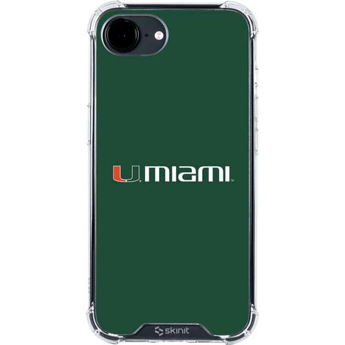 University of Miami Horizontal Mark on Green iPhone 16e Clear Case