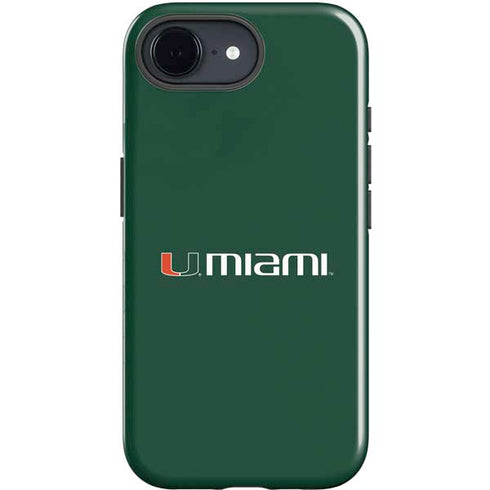 University of Miami Horizontal Mark on Green iPhone 16e Impact Case