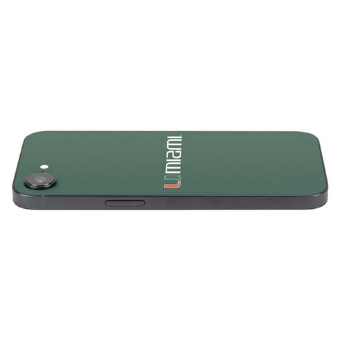 University of Miami Horizontal Mark on Green iPhone 16e Skin
