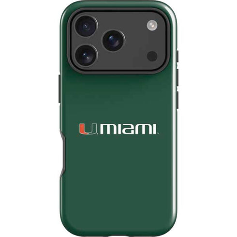 University of Miami Horizontal Mark on Green iPhone 18 Pro Impact Case