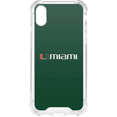University of Miami Horizontal Mark on Green iPhone XS Clear Case