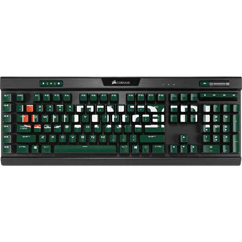 University of Miami Horizontal Mark on Green K95 RGB PLATINUM Mechanical Gaming Keyboard Skin