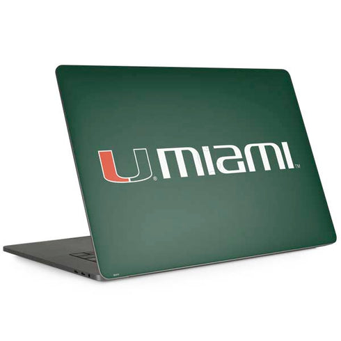 University of Miami Horizontal Mark on Green MacBook Skins