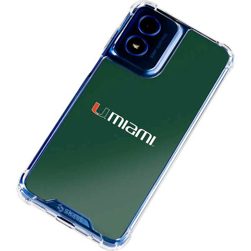 University of Miami Horizontal Mark on Green Moto G Play 4G (2024) Clear Case